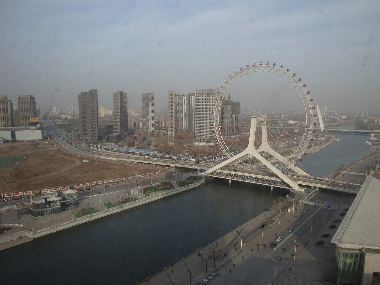Tianjin Eye Ferris wheel over the Hai River