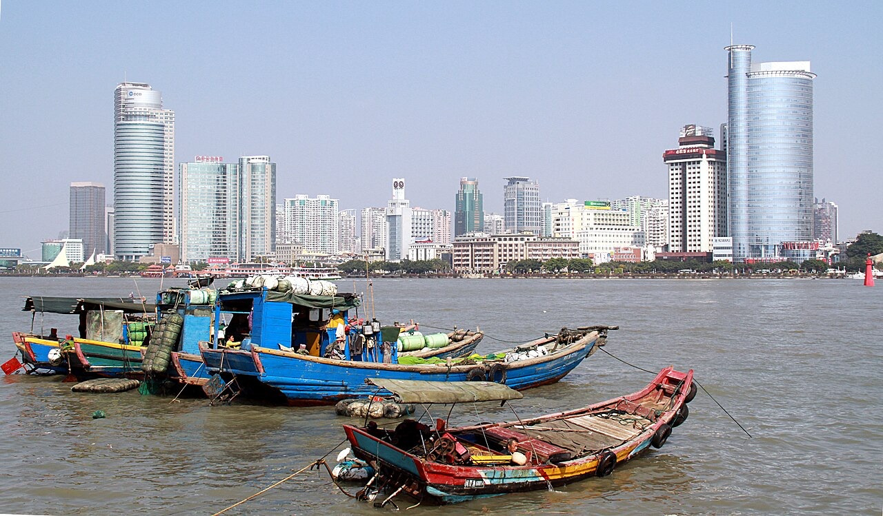 Xiamen skyline seen across the water from Gulangyu
