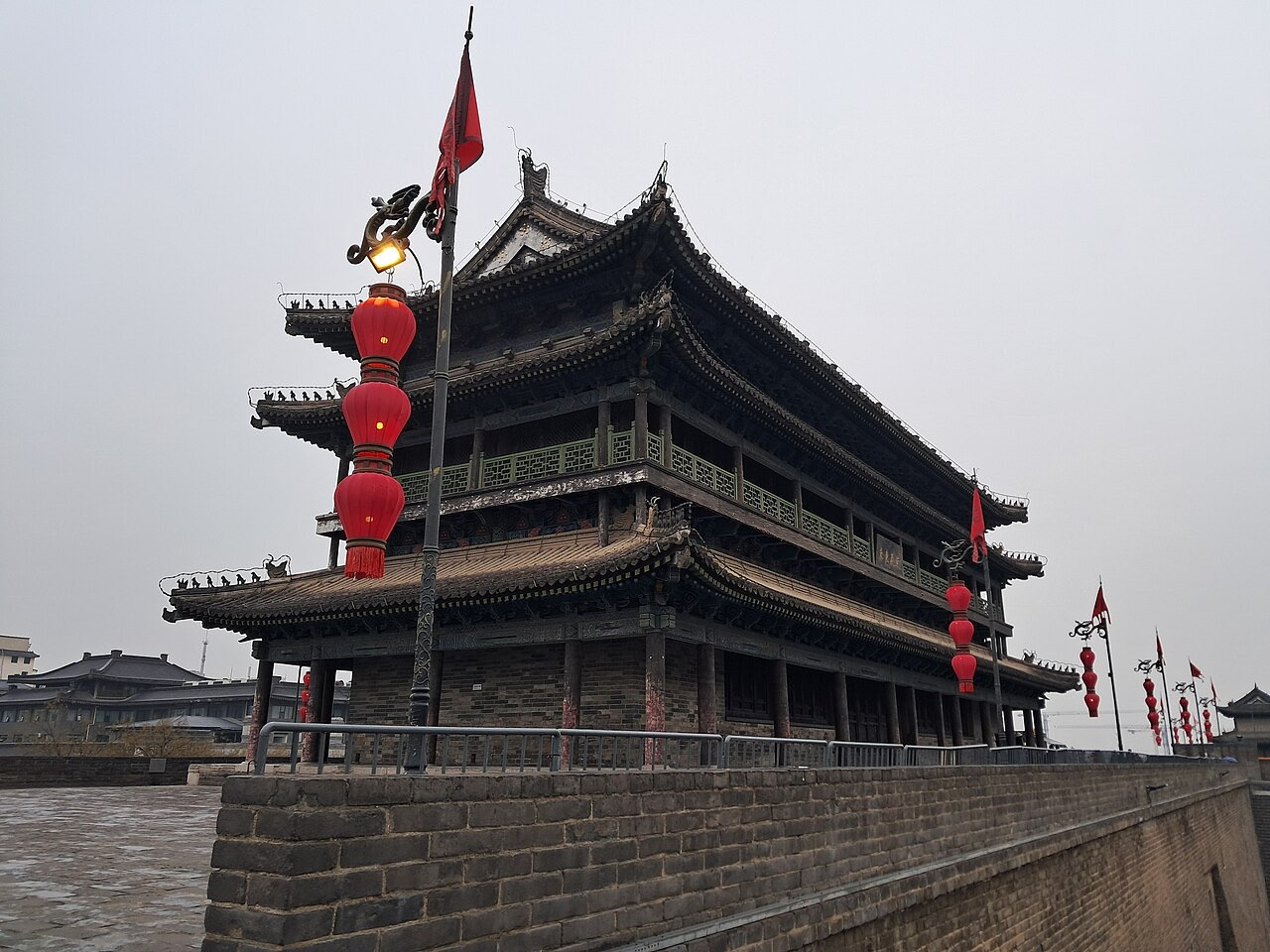 Section of the Xi'an city wall with a gate tower